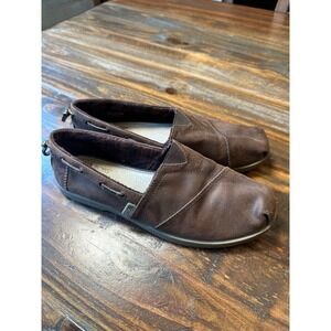 Skechers BOBS‎ Women 9 Brown Memory Foam Faux Leather Plaid Lined Loafers 33731